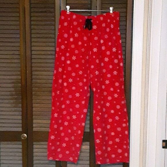 Red & White Snowflake Flannel Pajama Pants Size M - Picture 1 of 4